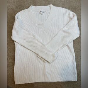 Haven White Ribbed Women’s V-neck  Cream Sweater
